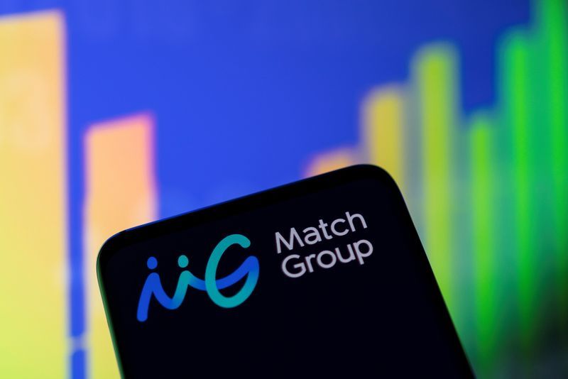 Match Group logo and stock graph are seen in this illustration taken May 1 2022. REUTERSDado RuvicIllustration