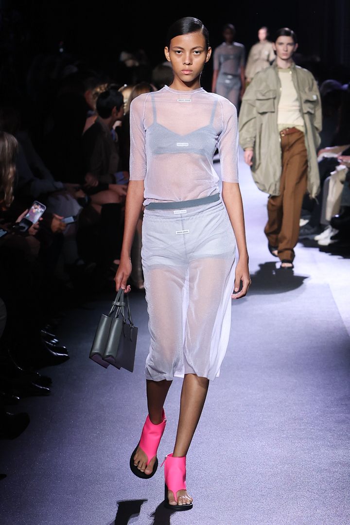Sheer layering appeared many times on the SS23 runways. Photo: Miu Miu