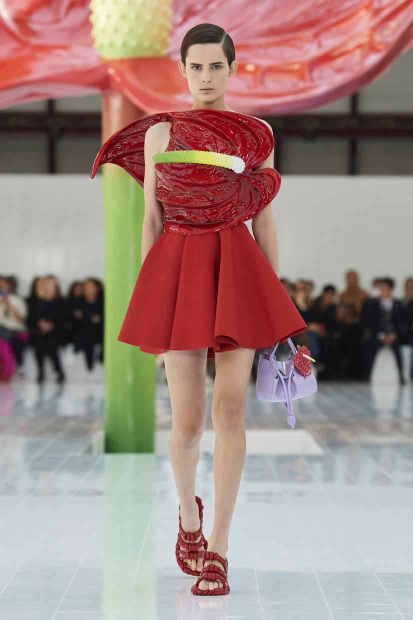Three-dimensional flowers gave many pieces a floral pop. Photo: Loewe