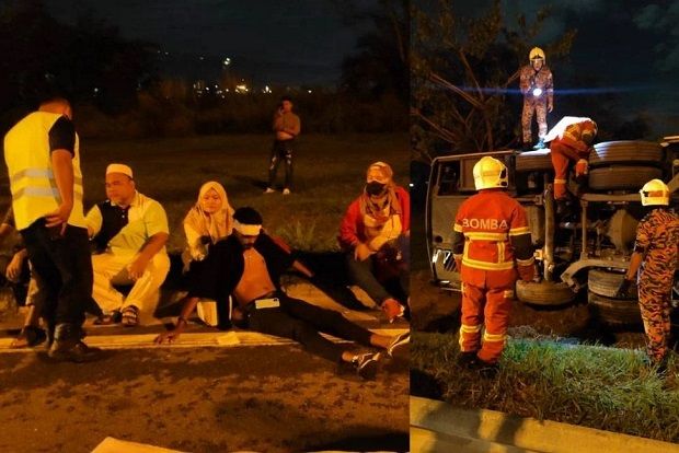 Driver, 15 passengers escape with minor injuries after express bus overturns - Vimarsana News