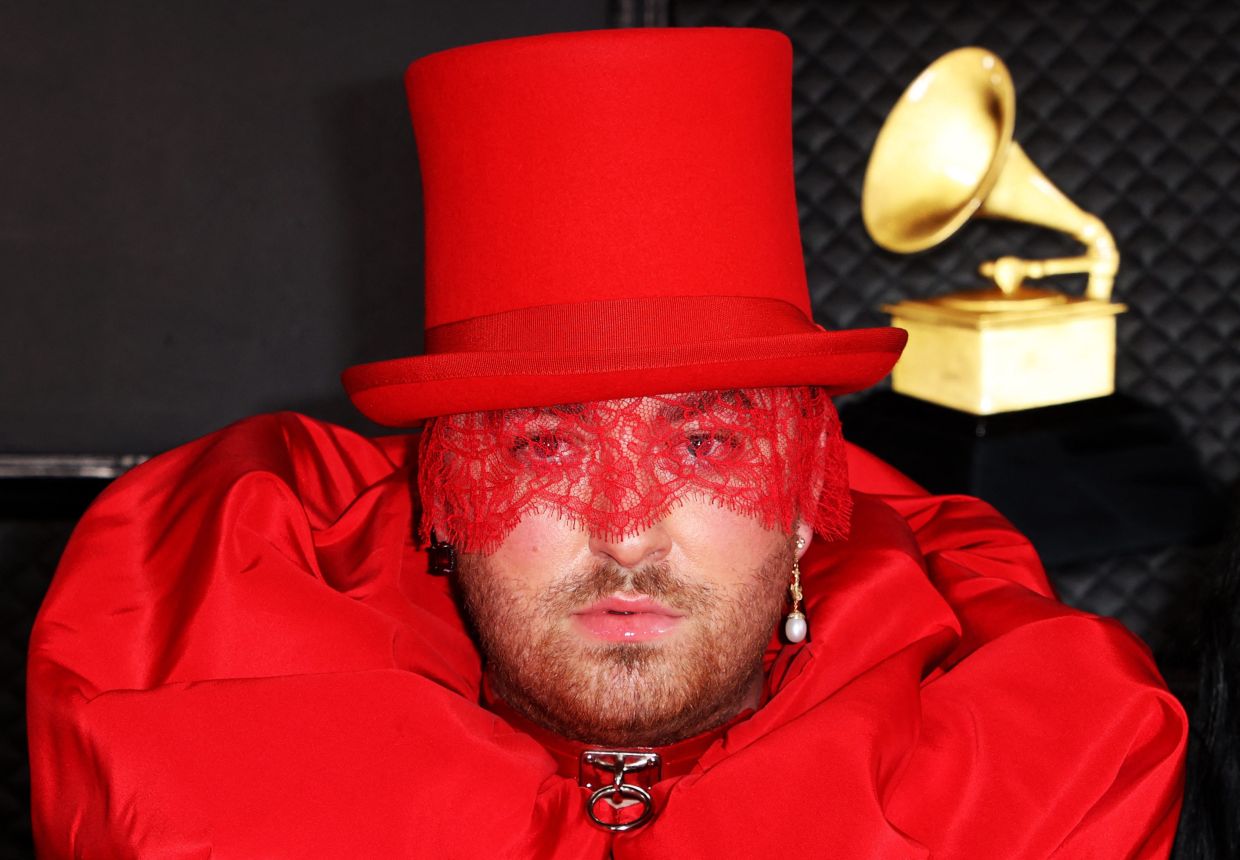 Sam Smith wore a less-than-conventional outfit for his Grammys appearance. Photo: Reuters