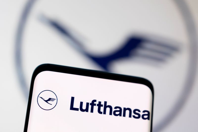 FILE PHOTO Lufthansa logo is seen displayed in this illustration taken May 3 2022. REUTERSDado RuvicIllustration