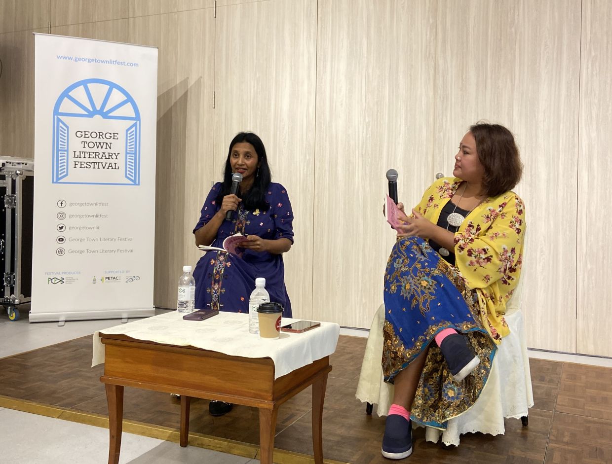 A book-sharing session conducted by Shivani and another UNM Educator, Sheena Baharudin, during the 2022 George Town Literary Festival.