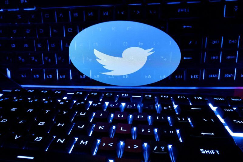 FILE PHOTO A keyboard is placed in front of a displayed Twitter logo in this illustration taken February 21 2023. REUTERSDado RuvicIllustrationFile Photo