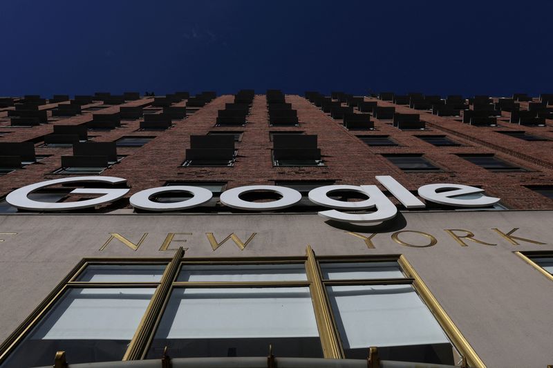 FILE PHOTO A Google LLC logo is seen at the Google offices in the Chelsea section of New York City U.S. January 20 2023. REUTERSShannon Stapleton