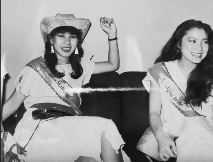 Michelle Yeoh (right) in 1983 at the Miss Malaysia World pageant. Photo: Subtle Asian Traits/Facebook