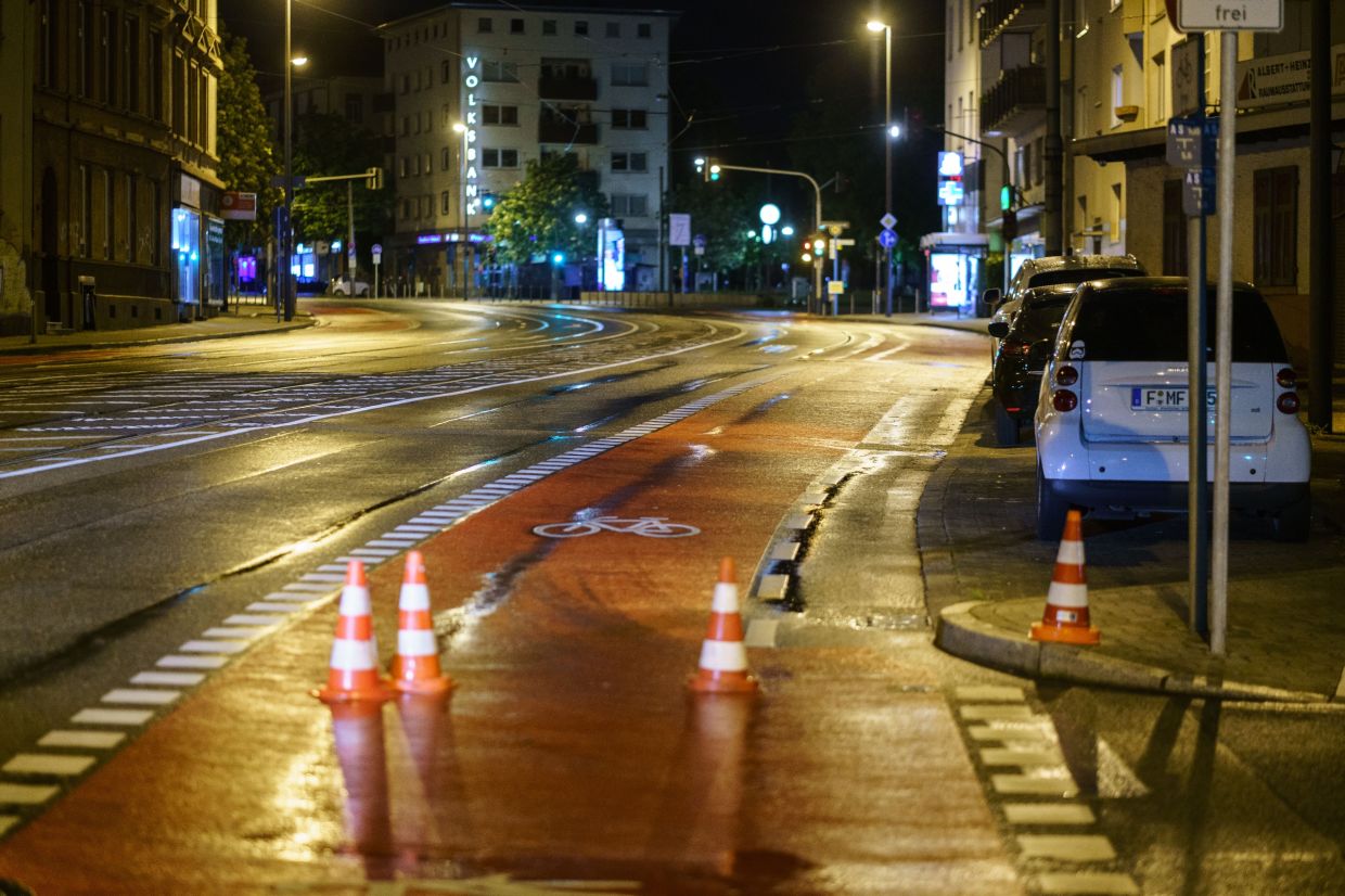 The street is cordoned off after the discovery of unexploded ordnance from World War II.