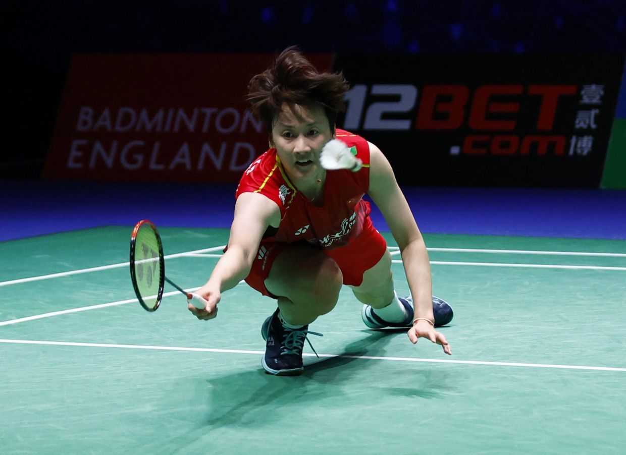 China's Chen Yufei in action during her semi final match against Japan's Akane Yamaguchi at the All England Open Badminton Championships in Utilita Arena, Birmingham, Britain on Saturday, March 18, 2023. - Reuters