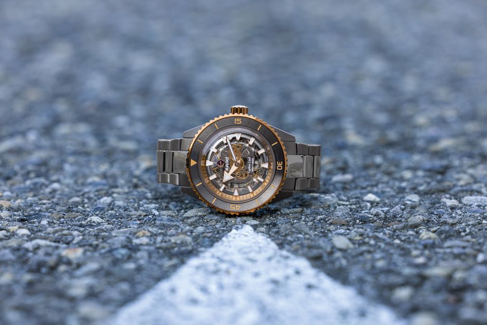 The Captain Cook High-Tech Ceramic Skeleton is a beautiful watch, combining classic design elements and a rugged aesthetic. Photo: Rado