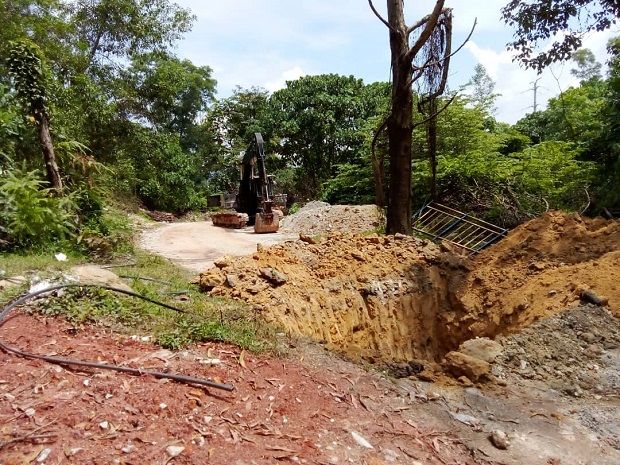 An excavator was found to be used for earthworks at the site.