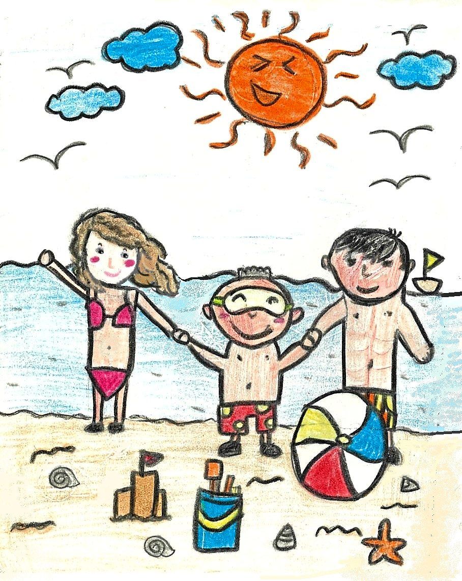 Beach Drawing For Kids