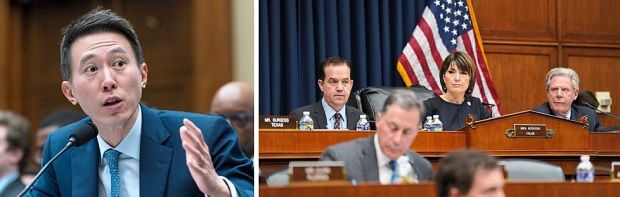 In the hot seat: Chew had the unenviable task of fielding questions, interrogated by this bunch of rude and abusive people with accusations that they can’t substantiate during the Congressional hearing. – AP/Bloomberg