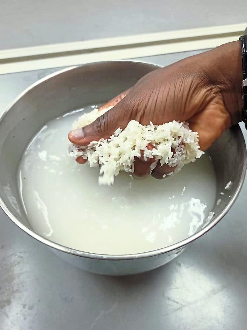 Save the water from washing your rice for the garden.