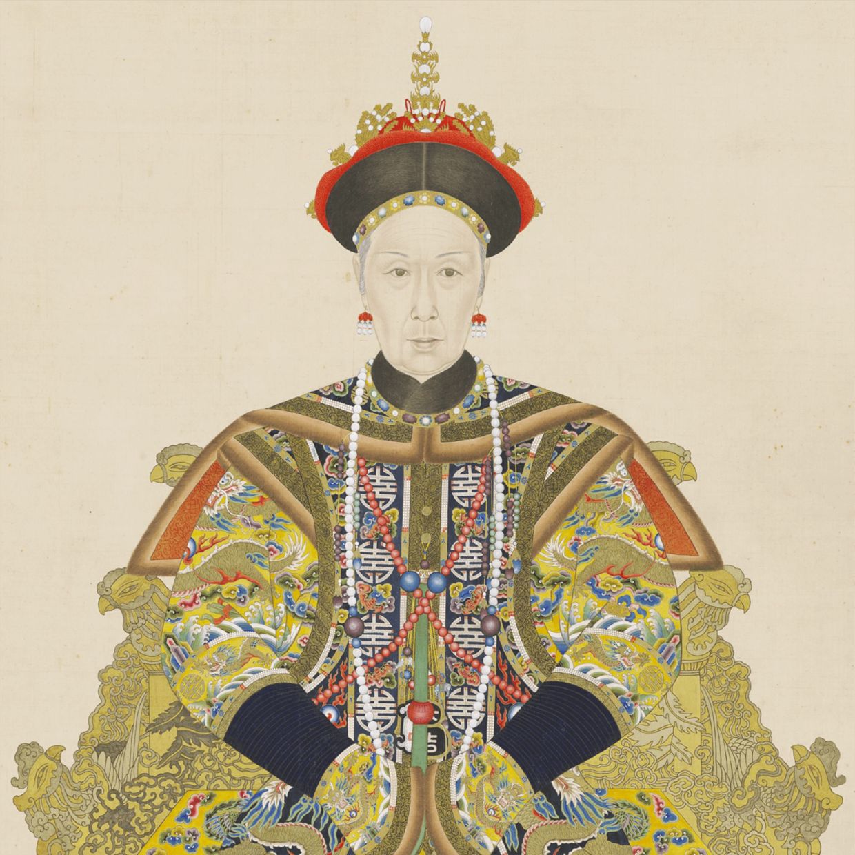 A portrait of the Xiaoqin Xian Empress of the prominent Manchu Yehe Nara clan. - Hong Kong Palace Museum