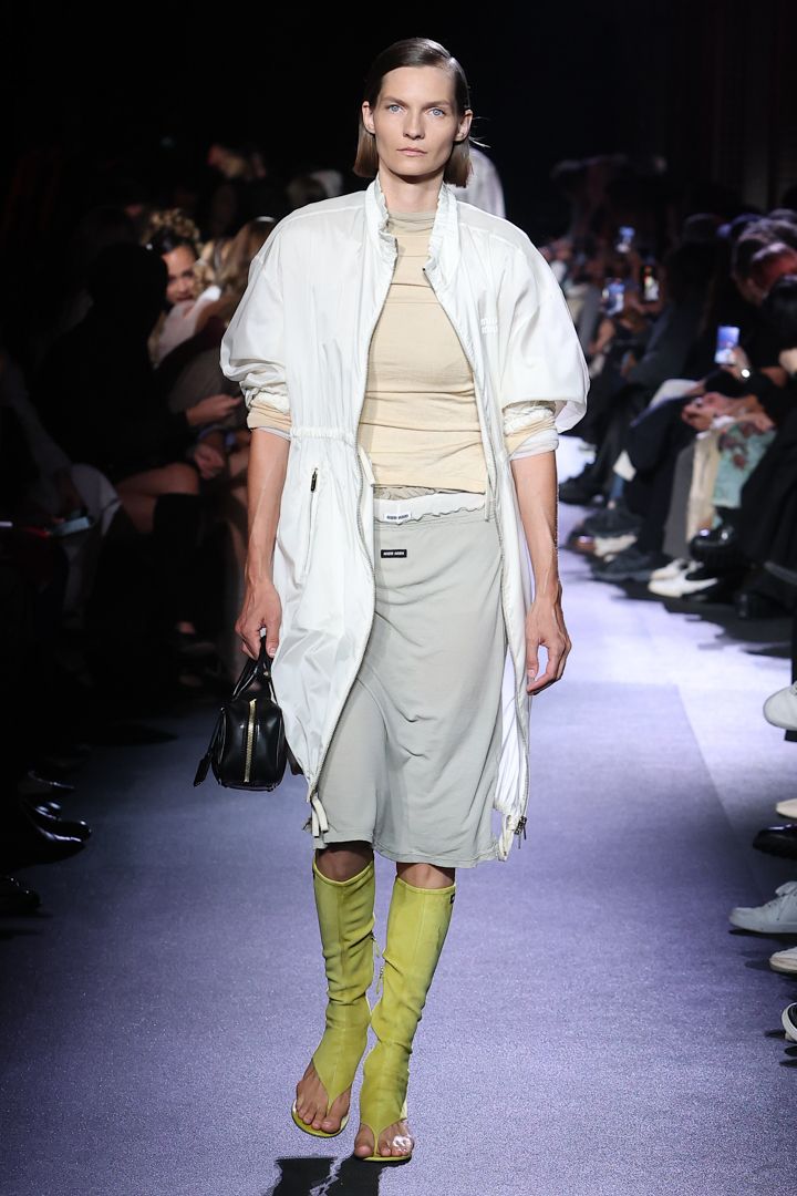 A layered look from Miu Miu’s Spring/Summer 2023 collection that can be worn comfortably in our weather. Photo: Miu Miu