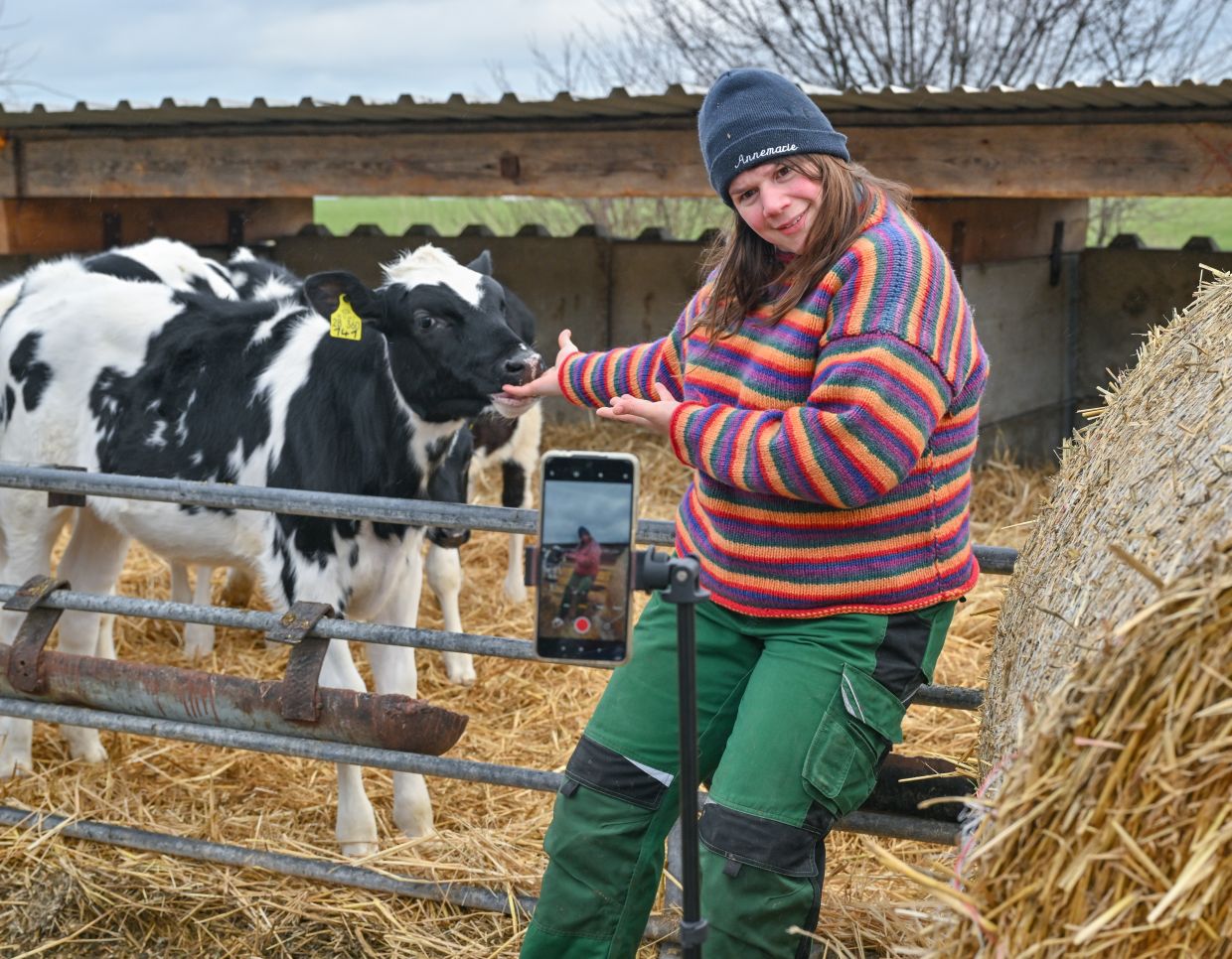 Clad in wellies and a warm sweater, Paulsen doesn't look like your average influencer, but her videos on life on a farm generate up to 200,000 clicks.