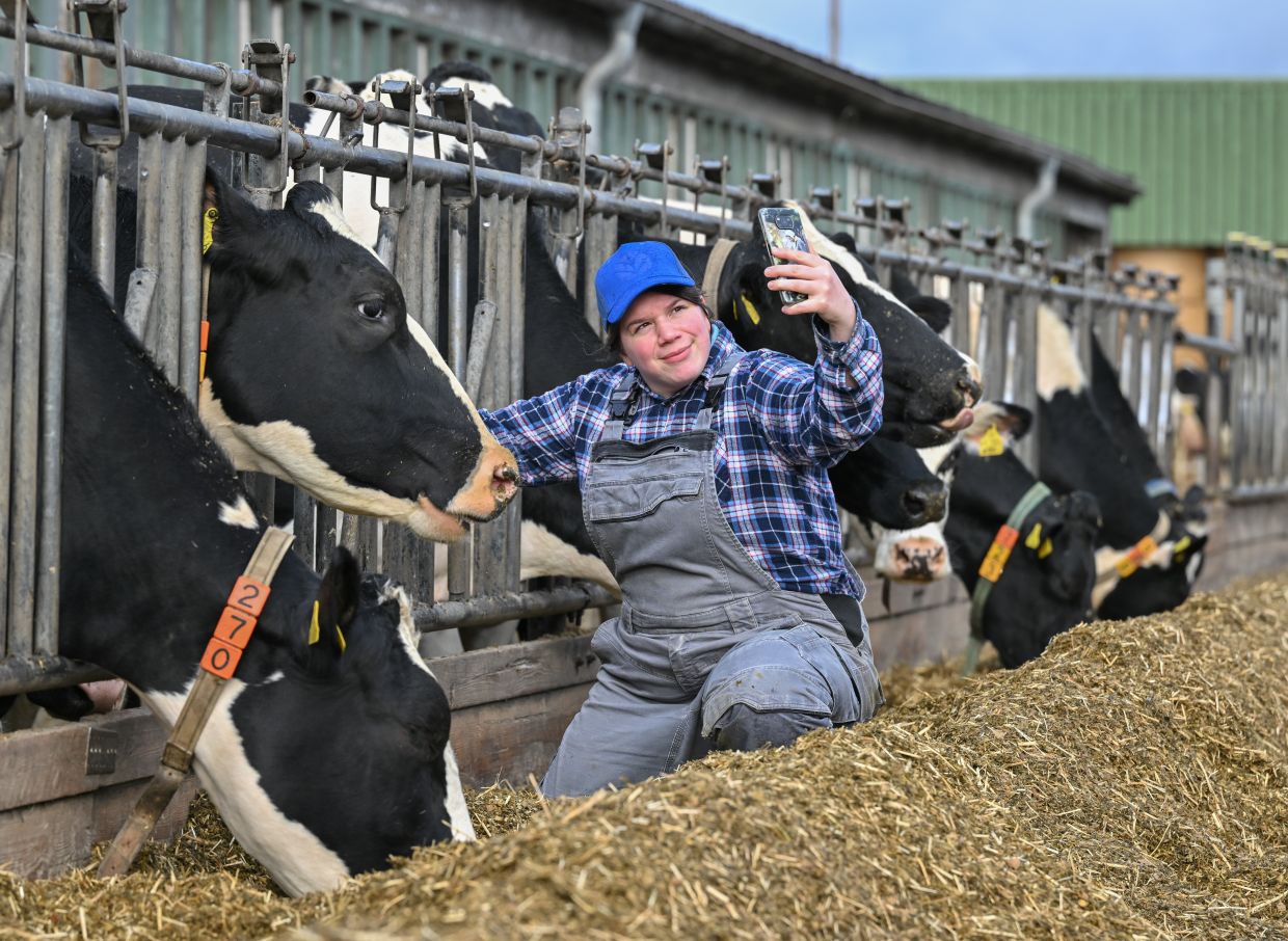 Paulsen, agronomist and dairy farmer, during an Instagram shoot. 