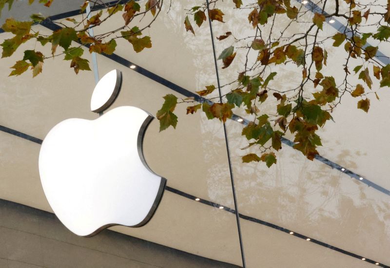 FILE PHOTO The Apple Inc logo is seen at the entrance to the Apple store in Brussels Belgium November 28 2022. REUTERSYves HermanFile Photo