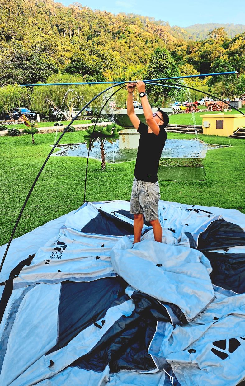 This six-person tent costing RM2,400 is a cinch to pitch, though it is easier when done by two persons.