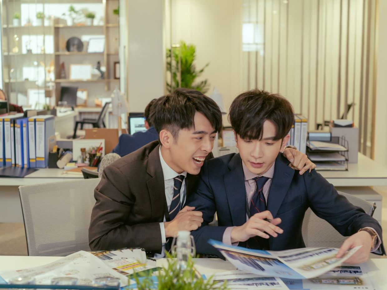 Edan Lui (left) and Anson Lo star in the popular drama 'Ossan’s Love' in 2021. They will pair up again in the Cantonese remake of the K-drama 'Business Proposal'. Photo: Handout 