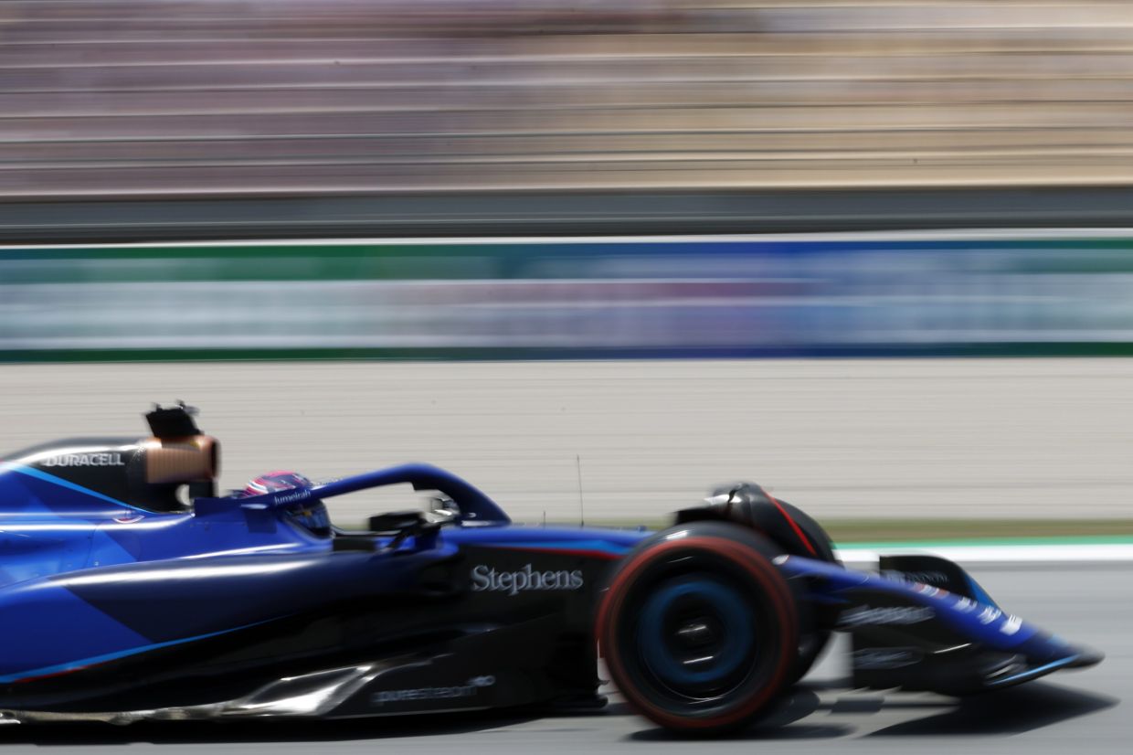 Williams driver Alexander Albon of Thailand steers his car during the first practice session for Sunday's Spanish Formula One Grand Prix, at the Barcelona Catalunya racetrack in Montmelo, Spain, Friday, June 2, 2023.- AP