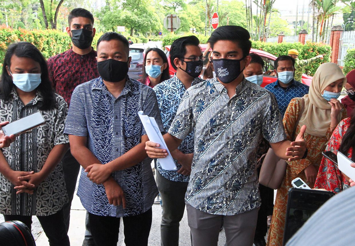 Syed Saddiq registering Muda – in full, Malaysian United Democratic Alliance – at the Registrar of Societies in Putrajaya on Sept 17, 2020. — Filepic/The Star