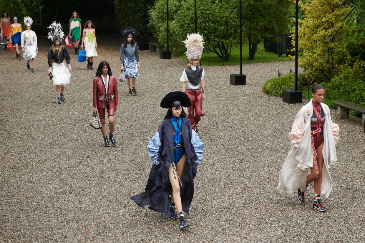 Louis Vuitton brought its fantasy creations to a tiny island on a lake. Photo: Louis Vuitton