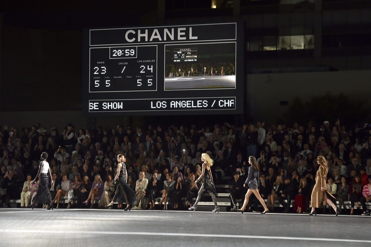 Chanel built a football pitch to showcase its sporty designs. Photo: AP