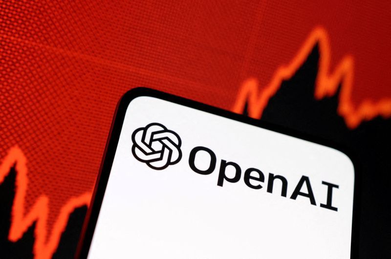 FILE PHOTO OpenAI logo and rising stock graph are seen in this illustration taken February 3 2023. REUTERSDado RuvicIllustration