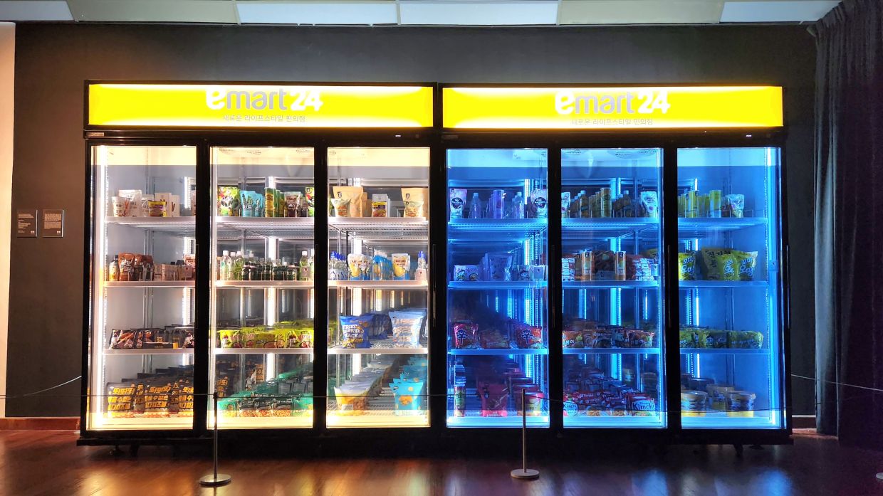 The 'Import Wave' installation presents Emart24, one of many Korean chains that have found their way to Malaysia, thanks to our insatiable appetite for Korean food. Photo: The Star/Hanis Maketab