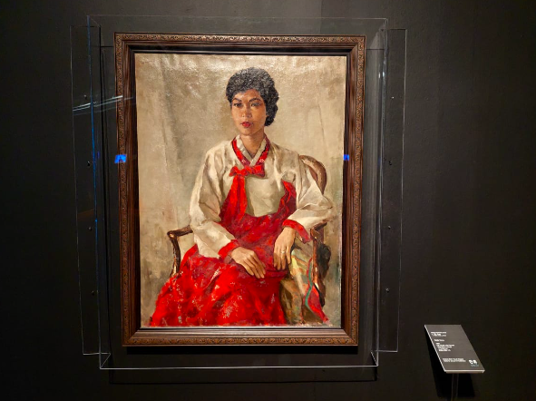 A portrait work from the National Art Gallery collection from the legendary Datuk Mohd Hoessein Enas (1924-1995) titled 'Gadis Korea', an elegant oil paint on canvas work from 1960. Photo: The Star/Hanis Maketab