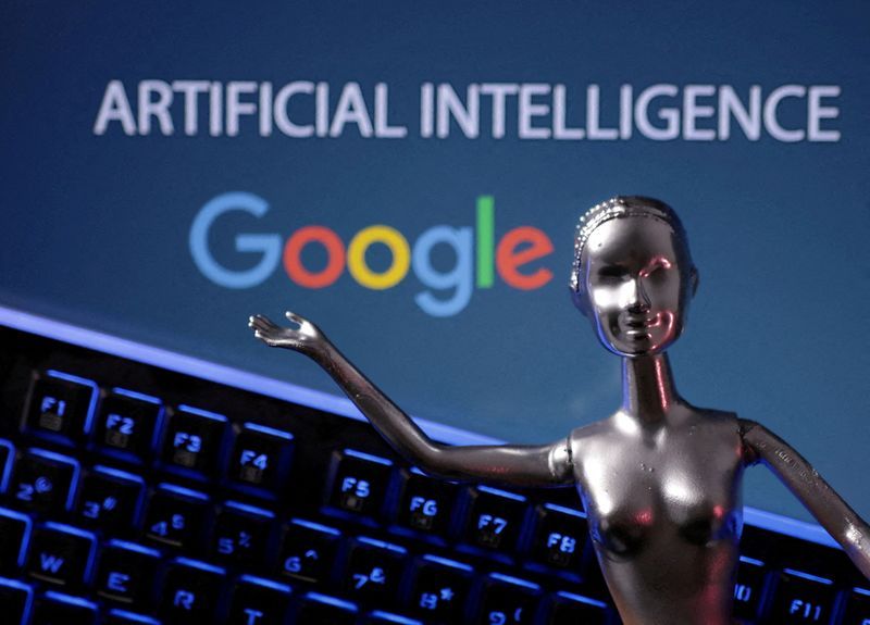 FILE PHOTO Google logo and AI Artificial Intelligence words are seen in this illustration taken May 4 2023. REUTERSDado RuvicIllustrationFile Photo