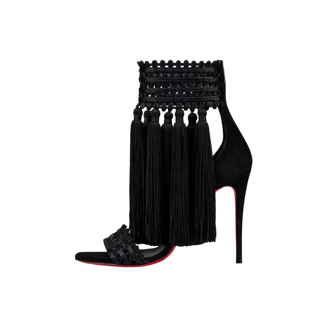 Steal the spotlight with every stop in this high-heeled shoe detailed with tassels. Photo: Christian Louboutin
