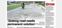 Sinking roads, potholes in Taman Mas caused by collapsed sewer pipe