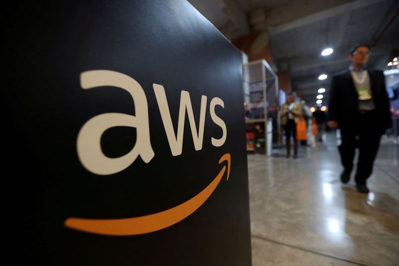 FILE PHOTO The logo of Amazon Web Services AWS is seen during the 4th annual America Digital Latin American Congress of Business and Technology in Santiago Chile September 5 2018. REUTERSIvan AlvaradoFile Photo