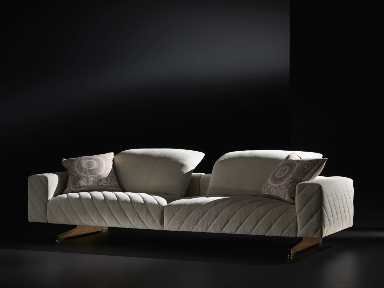 The Discovery sofa which features a contemporary herringbone pattern. Photo: Versace