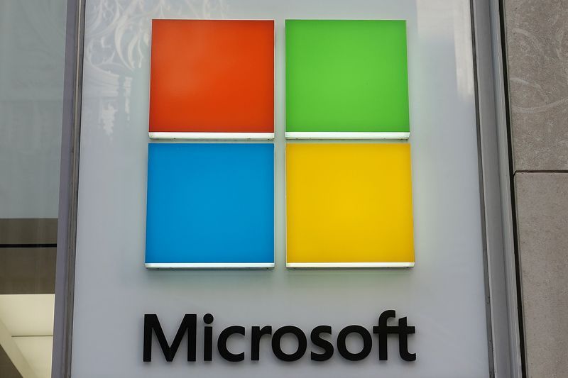 FILE PHOTO A Microsoft logo is pictured on a store in the Manhattan borough of New York City New York U.S. January 25 2021. REUTERSCarlo AllegriFile Photo