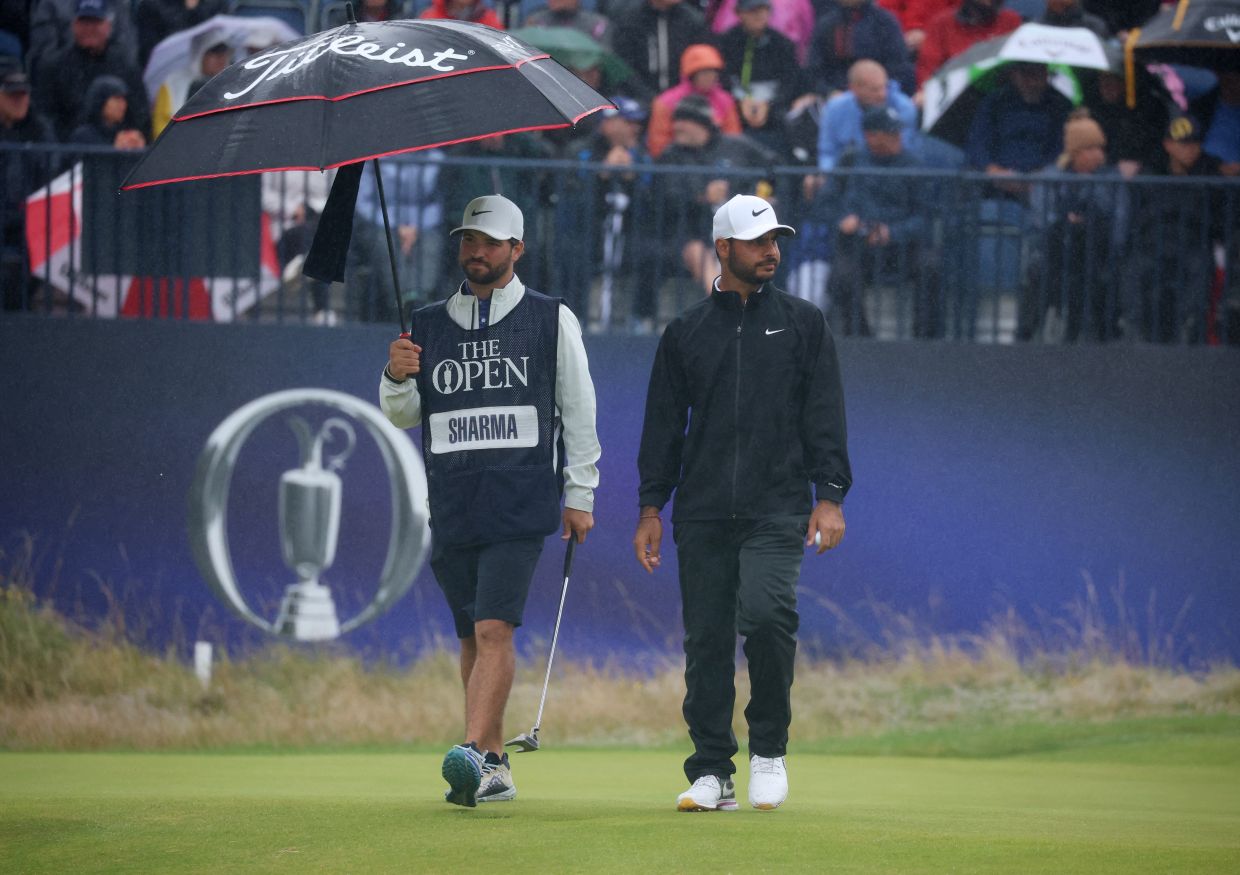 India's Shubhankar Sharma walks to the fourth tee during the final round of the 151st Open Championship at Royal Liverpool in Hoylake, Britain on Sunday, July 23, 2023. - Reuters