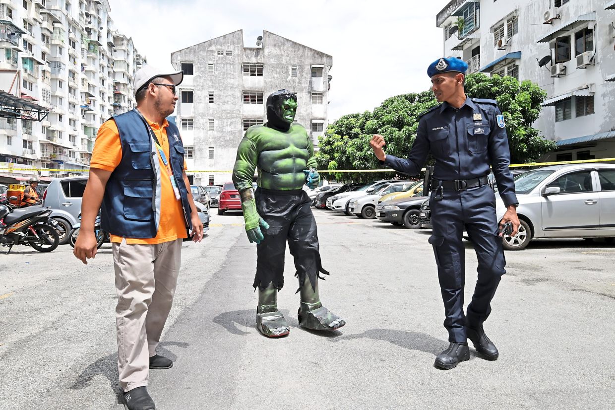 A man dressed as The Incredible Hulk created a buzz at the Desa Intan Flats polling centre in Ayer Itam when he arrived to cast his vote for the Paya Terubong state seat.