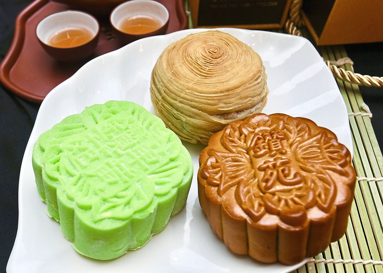 A variety of mooncakes is available in conjunction with Mid-Autumn Festival.
