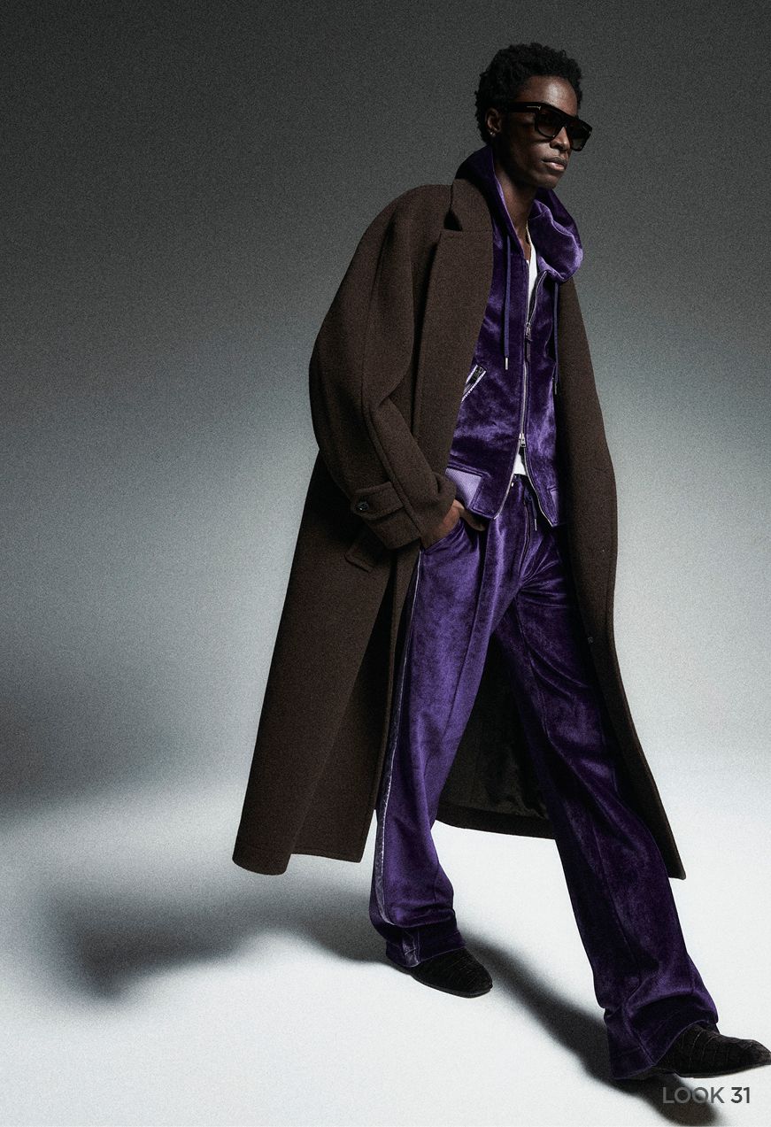 A touch of luxe is added to the streetwear vibe with this ensemble. Photo: Tom Ford