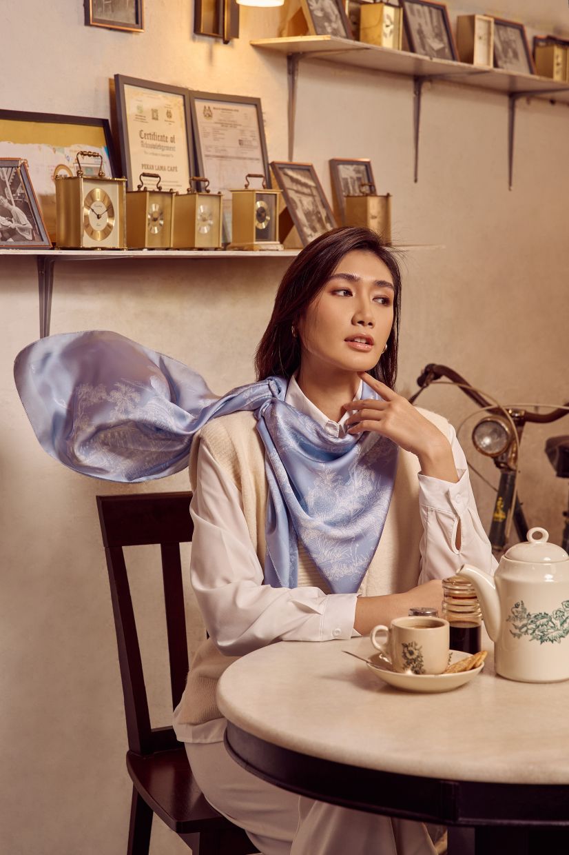 These special edition scarves pay homage to kopitiam culture. Photo: Duck