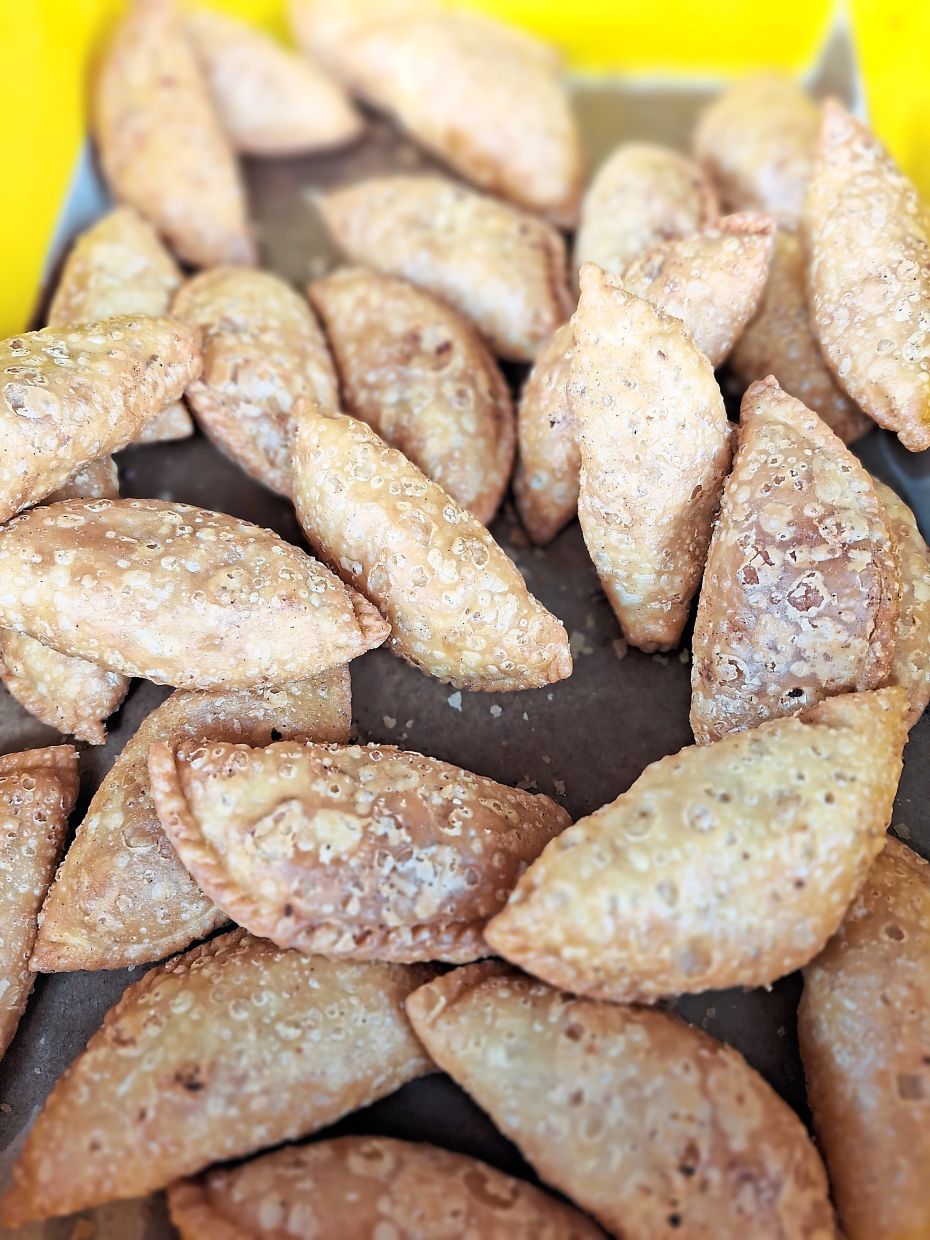 Vegetarian curry puffs.