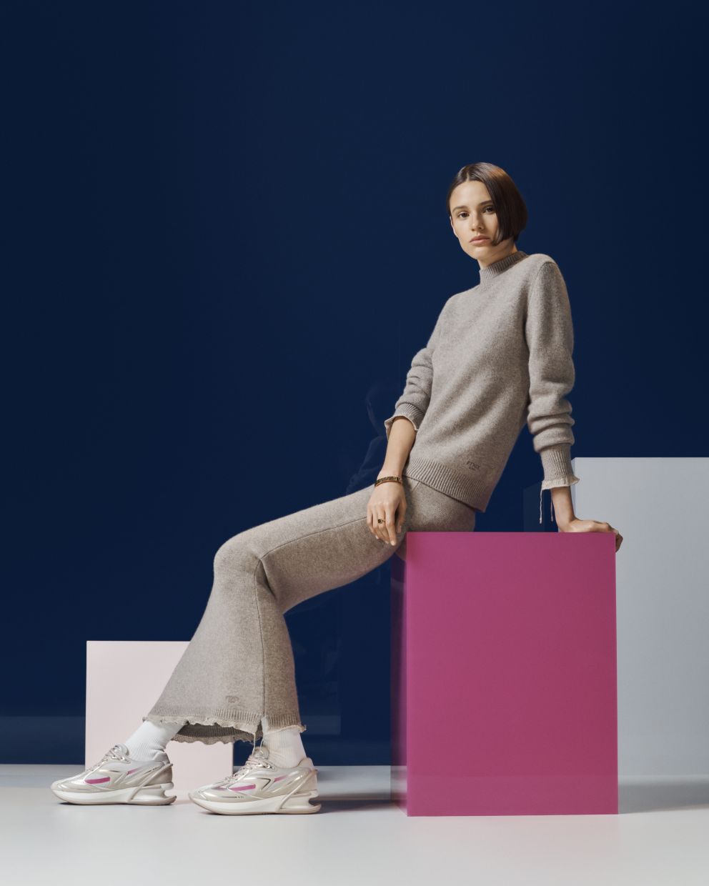 Featuring three-dimensional soles, these sneakers have a futuristic look. Photo: Fendi