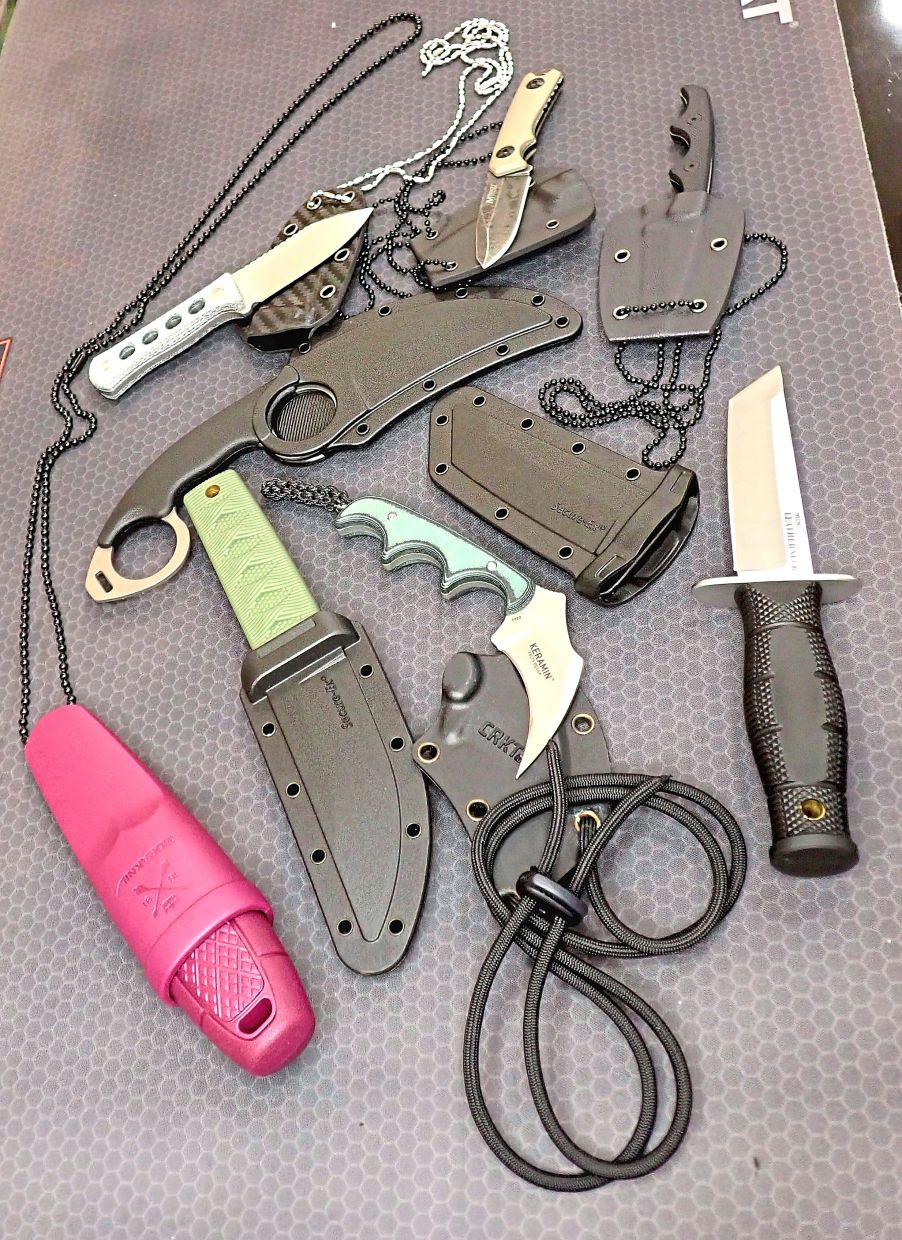 An assortment of neck knives.