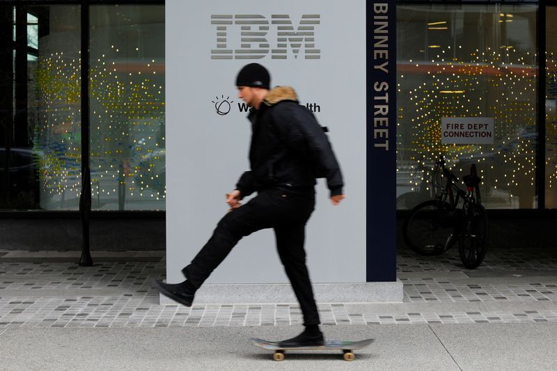 A skateboarder passes the sign for an IBM office in Cambridge Massachusetts U.S. January 16 2018.   REUTERSBrian SnyderFile photo