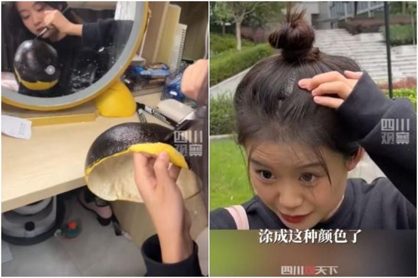 New hack Young women in China hide pomelo peel beneath hair for more