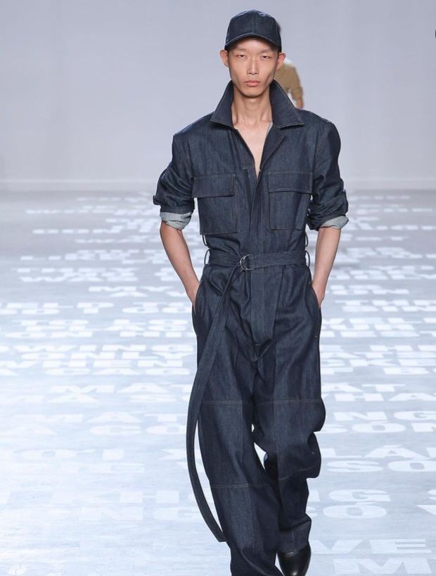 The denim jumpsuit for men redefines cool and chic in one effortless ensemble. Photo: Instagram/Helmut Lang
