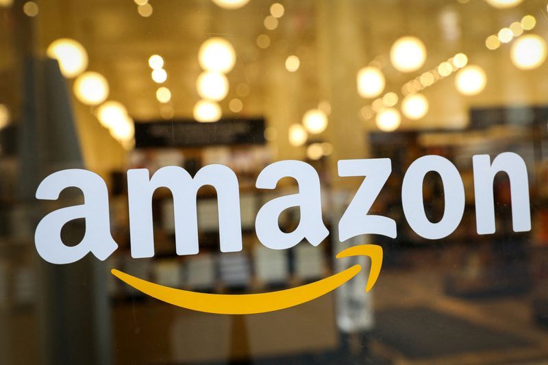 FILE PHOTO The logo of Amazon is seen on the door of an Amazon Books retail store in New York City U.S. February 14 2019. REUTERSBrendan McDermidFile Photo