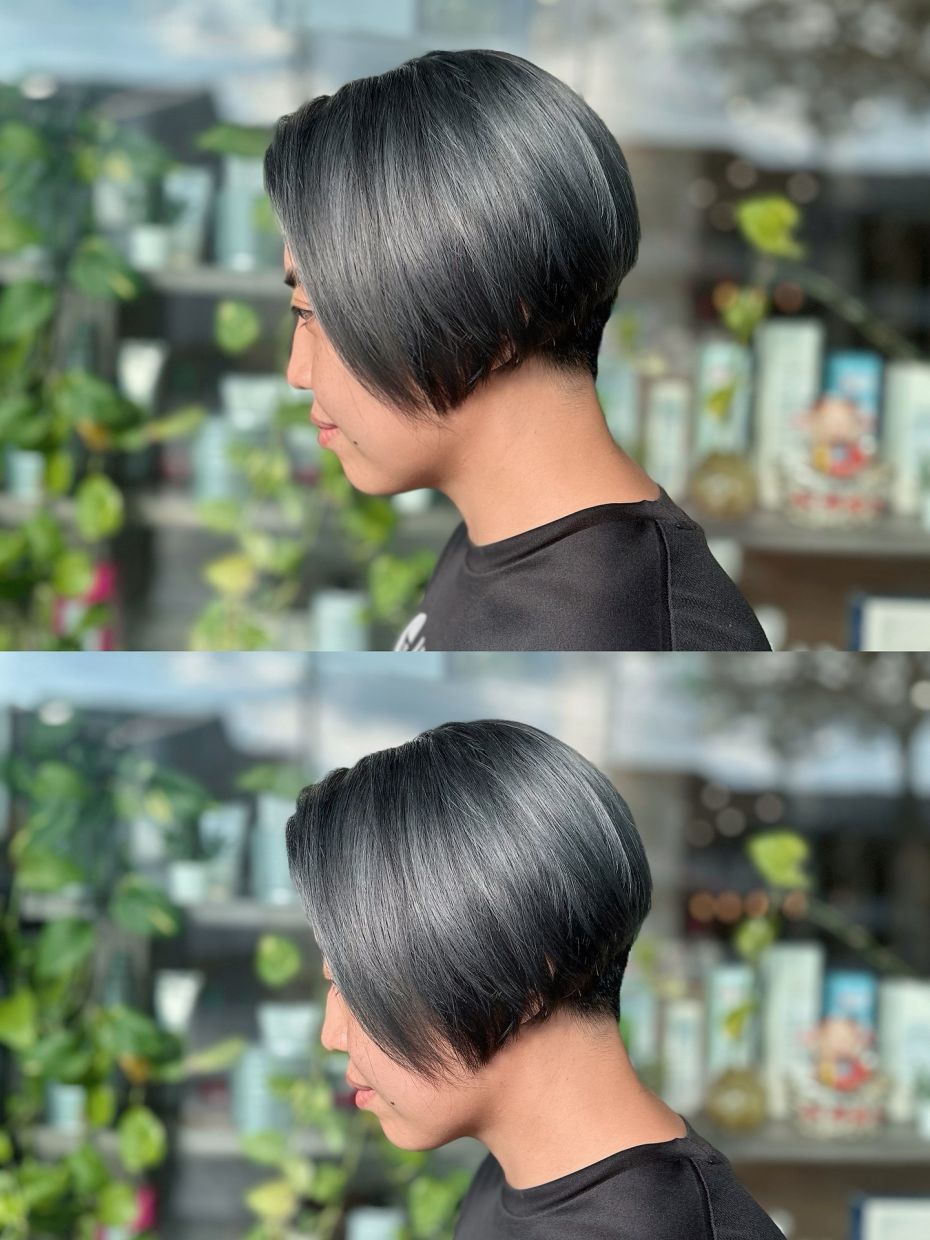 Enhance your natural hair colour while blending the greys instead of hiding them completely. Photo: Aube International Hair Salon